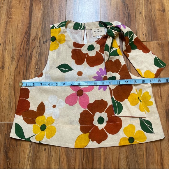 Sezane Floral Cream Top with Multicolor Blooms - Picture 4 of 14